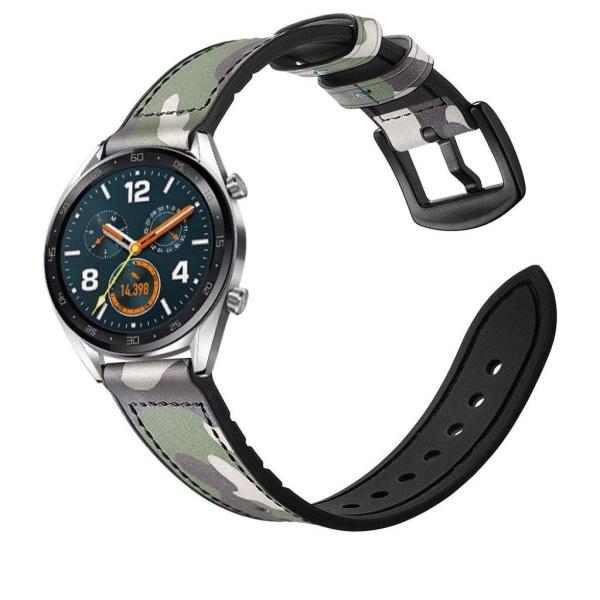 Huawei Watch GT / GT 2 42mm / 46mm / Magic ægte læder Urrem - Grøn Camouflage Green