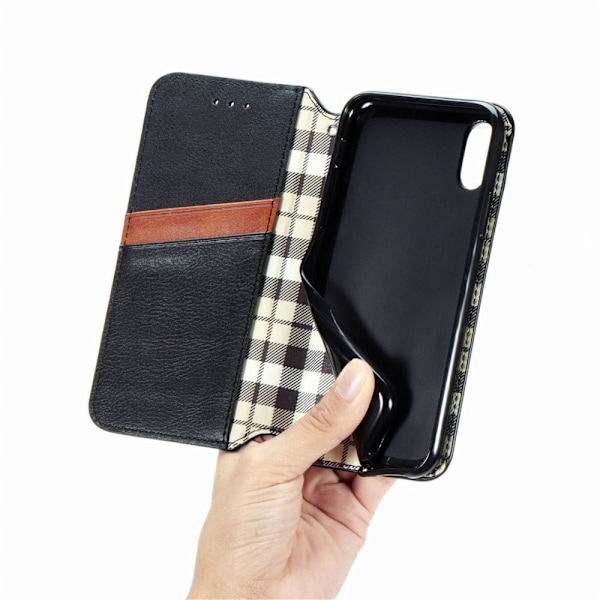 Læder Etui med A Stilfuldt Rhombus Tryk til Google Pixel 6a - Sort Black