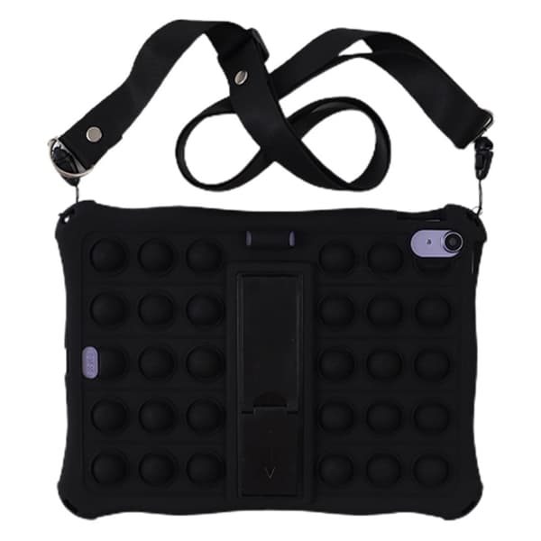 iPad 10.9 (2022) fidget bubble silikonisuojus jalustalla - Musta Black