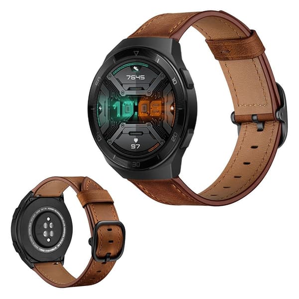 ægte læder rem til Samsung and Huawei watch - mørkebrun Brown