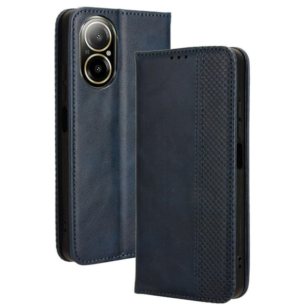 Bofink Vintage läder Realme C67 fodral - Blå Blå