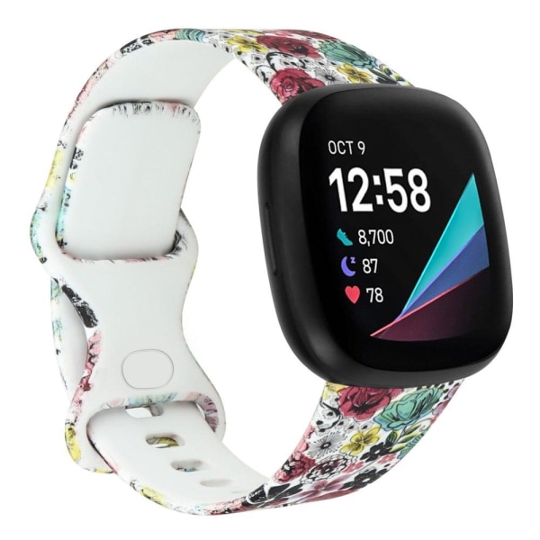 Fitbit Sense 2 / Versa 4 klockarmband i silikon med coolt mönster - Rosor Och Daises multifärg