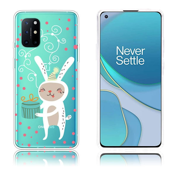 Christmas OnePlus 8T etui - Bunny with Present White