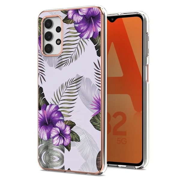 Marmormotiv Samsung Galaxy A13 4G skal - Lila Blommor Lila