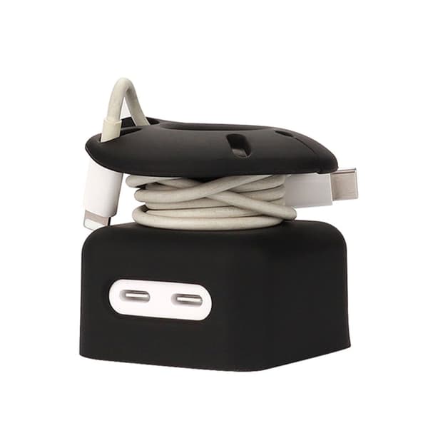 Apple 35W laderadapter i silikon med kabelopprulling - Svart Black