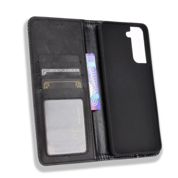 Bofink Vintage Samsung Galaxy S21 Plus 5G nahkakotelo - Musta Black