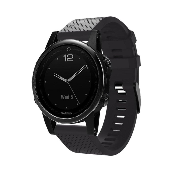 Garmin Fenix 5S Plus snyggt klockarmband i silikon - Svart Svart