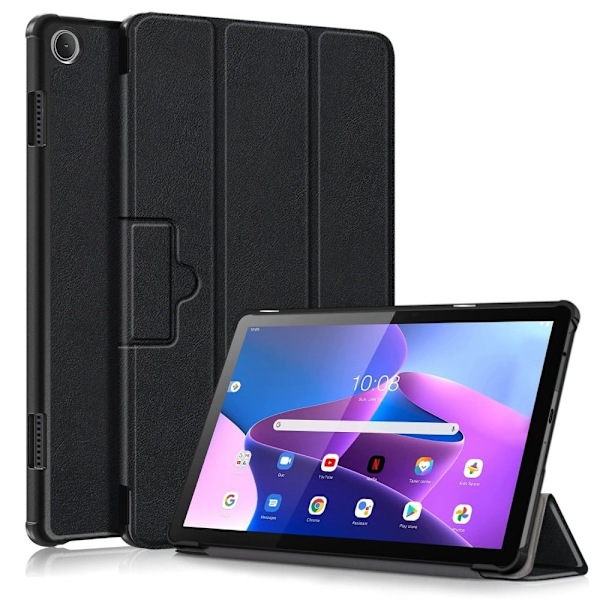 Tri-fold Leather stander etui til Lenovo Tab M10 (Gen 3) - Sort Black