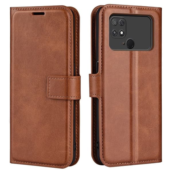 Hållbart konstläder Xiaomi Poco C40 fodral med plånbok - Brun Brun