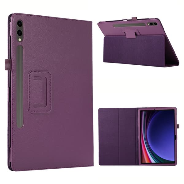 Samsung Galaxy Tab S10 Plus Etui Bi-Fold Stand Læder Tablet Cover Litchi Texture - Lilla Purple