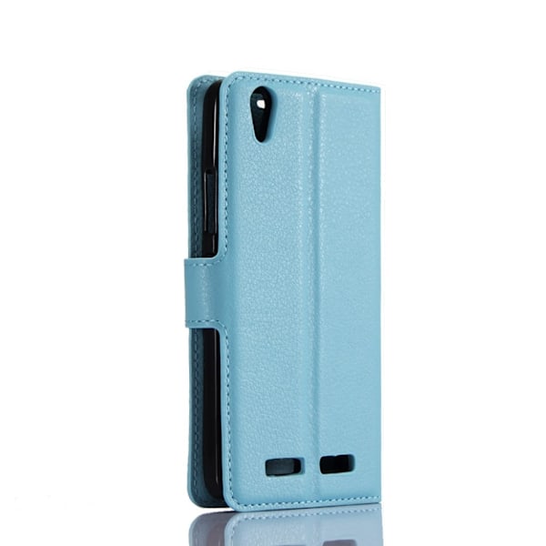 Huawei P10 Litsi Pintainen Nahkakotelo Standillä - Vaaleansininen Blue