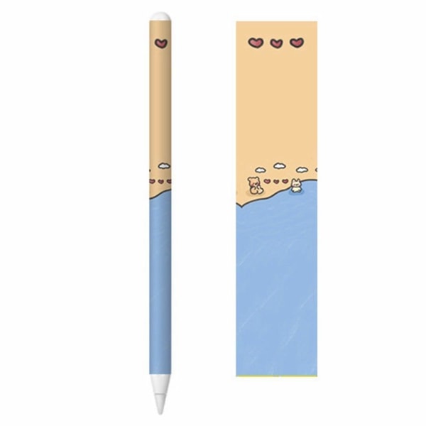 Apple Pencil 2 cool sticker - Beach Bear and Hearts Blue