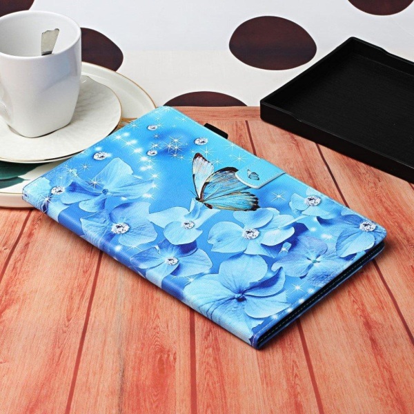 iPad Mini (2019) pattern printing leather case - Butterlfy and F Blue