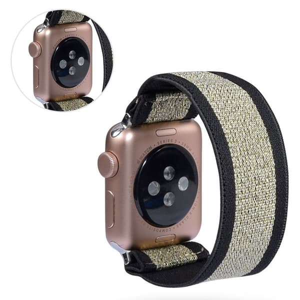 Apple Watch Series 5 / 4 44mm nylon-urrem - Sort / Guld Gold