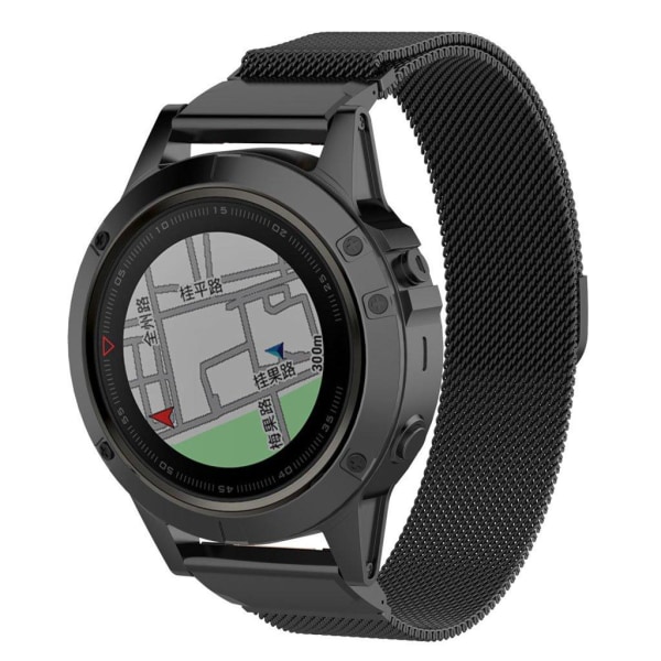 Garmin Fenix 5X milanese ruostumaton teräs magneettinen vaihto ranneke - Musta Black