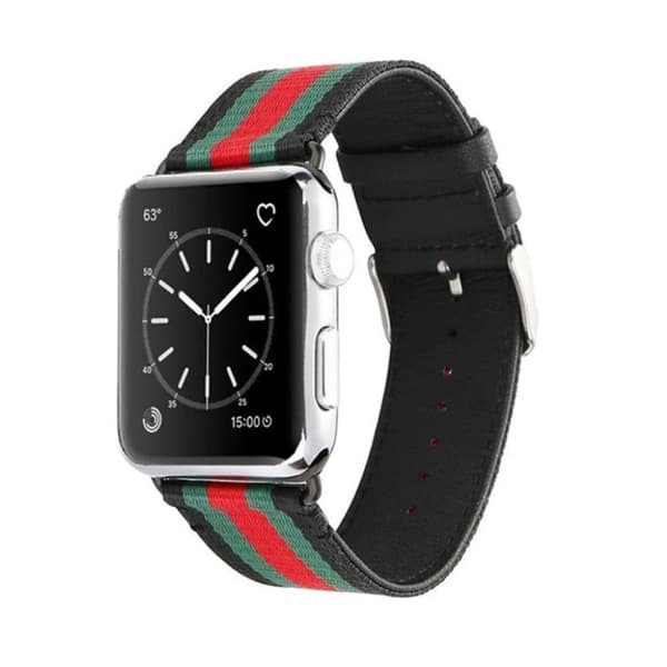 Apple Watch 38mm erstatnings urrem i nylon og kunstlæder i sporty stil - Sort Black