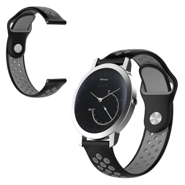 Withings Steel HR (40mm) dual color silicone watch band - Black / Grey Hole Svart