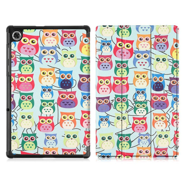 Lenovo Tab M10 HD Gen 2 tri-fold pattern leather case - Cute Owl Multicolor
