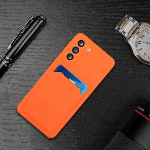 Kortholder cover til Samsung Galaxy S21 FE - Orange Orange