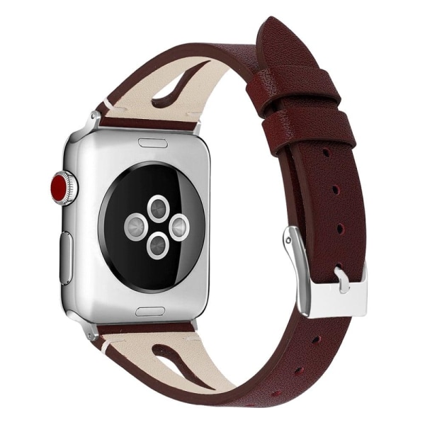 Apple Watch (45mm) Top Layer Koskind ægte Læder Urrem - Rødvin Red