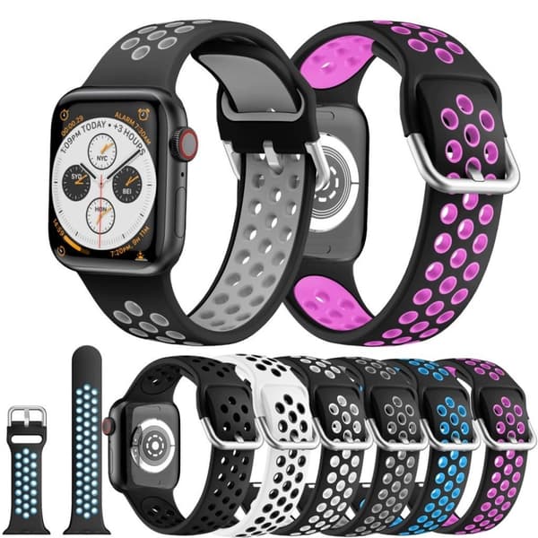 Dobbeltfarvet silikoneurrem til Apple Watch Series 6 / 5 44mm - Sort / Hvid Black