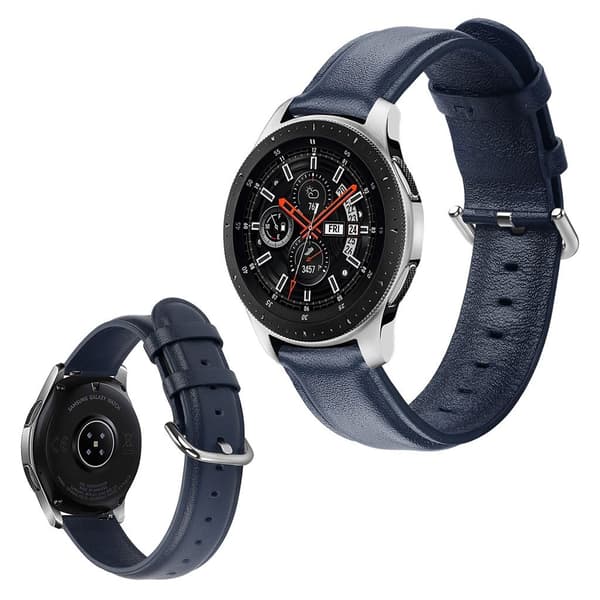Samsung Galaxy Watch (46mm) ægte læder Urrem - Mørkeblå Blue