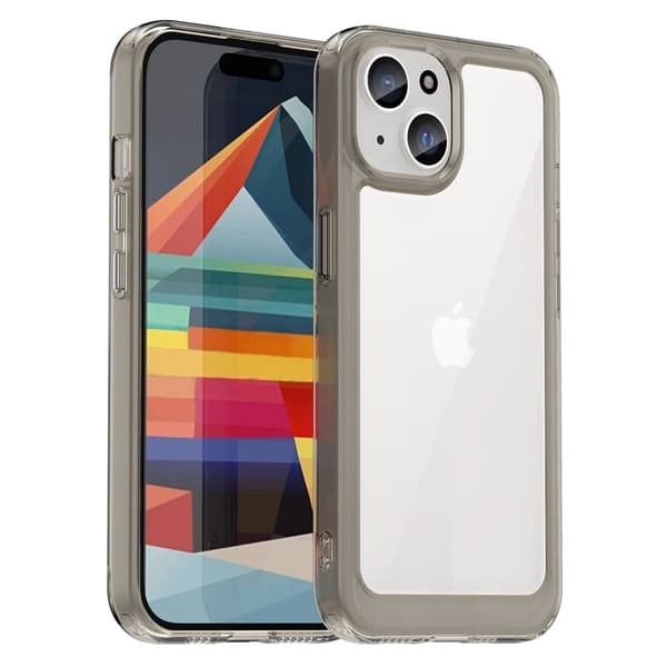 iPhone 15 smart akryl cover - Gennemsigtig Grå Silver grey