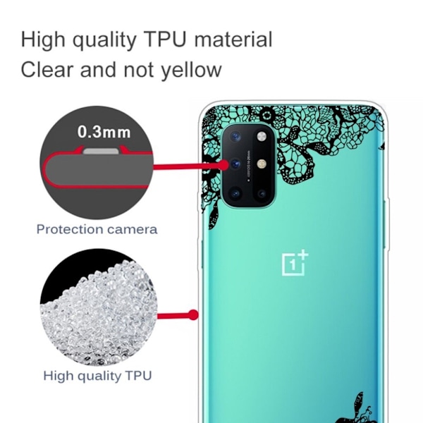 Joulu OnePlus 8T tapauksessa - Pitsi Kukka Black