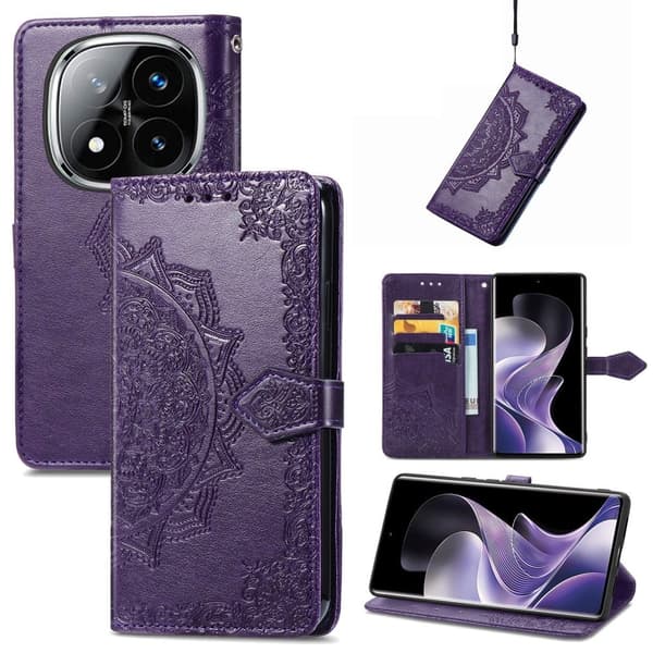 Mandala läder Xiaomi Redmi Note 14 Pro Plus 5G fodral - Lila Lila