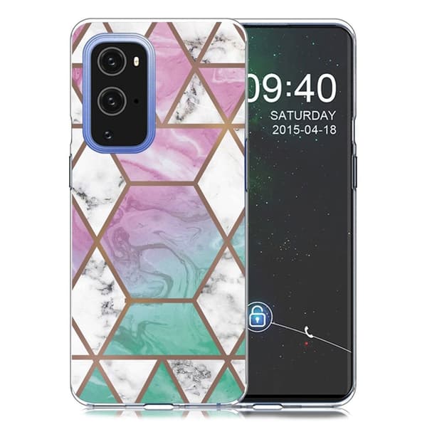Marble design OnePlus 9 Pro kotelot - Valkoinen Timantti Värikkäällä Taustalla Multicolor