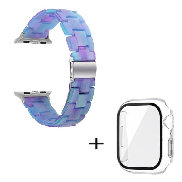 Urrem med 3 perler i resin-stil med klart cover til Apple Watch Series 3/2/1 42mm - Blå Lilla Mix Blue