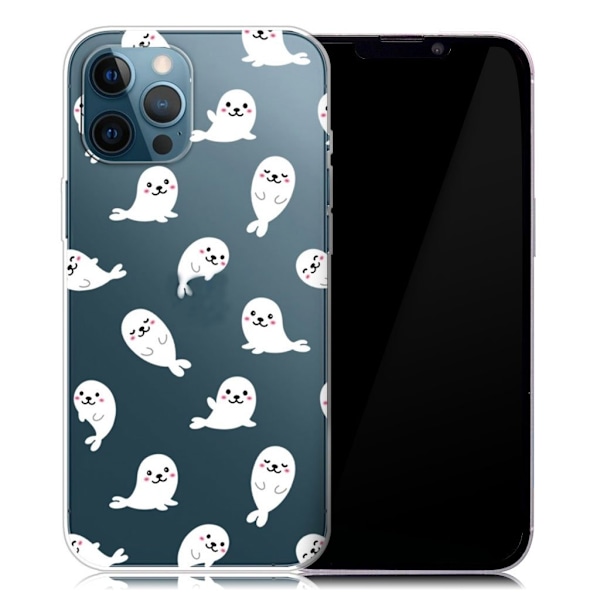 Deco iPhone 13 Pro Max Suojakotelo - Dolphins White