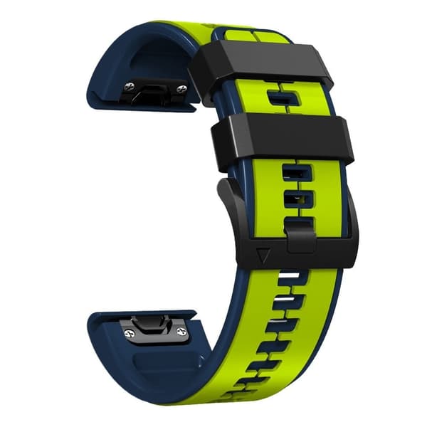 22 mm dubbelfärgat silikonarmband för Garmin- och Coros-klockor - Lime / Blå Grön