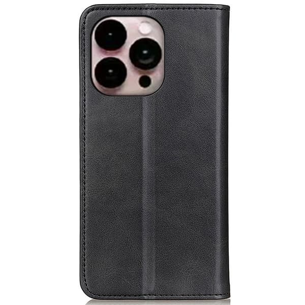 iPhone 14 Pro Max lompakkokotelo, aitoa nahkaa - Musta Black