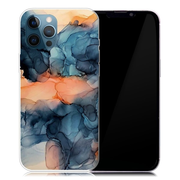 Marmormotiv iPhone 13 Pro Max skal - Orange Mellan De Blå multifärg