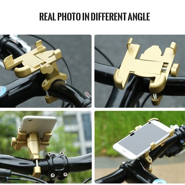 Universal drejelig telefonholder til cykel i aluminiumslegering - Sort Black