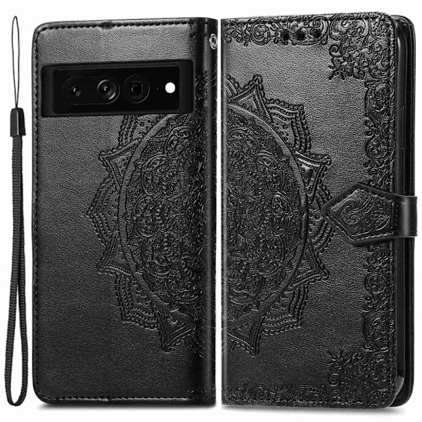 Mandala Google Pixel 7 Pro Flippetui - Svart Black