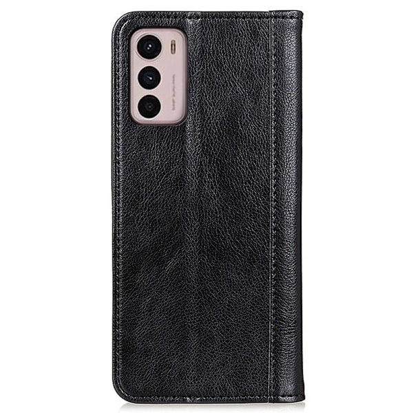 Motorola Moto G42 ægte læderetui med magnetisk lukning - Sort Black