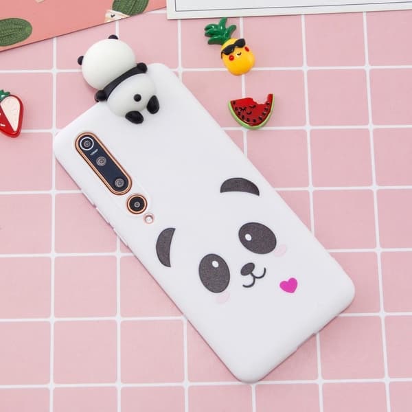 Cute 3D Xiaomi Mi 10 / Mi 10 Pro Cover - Panda med Hjerte White