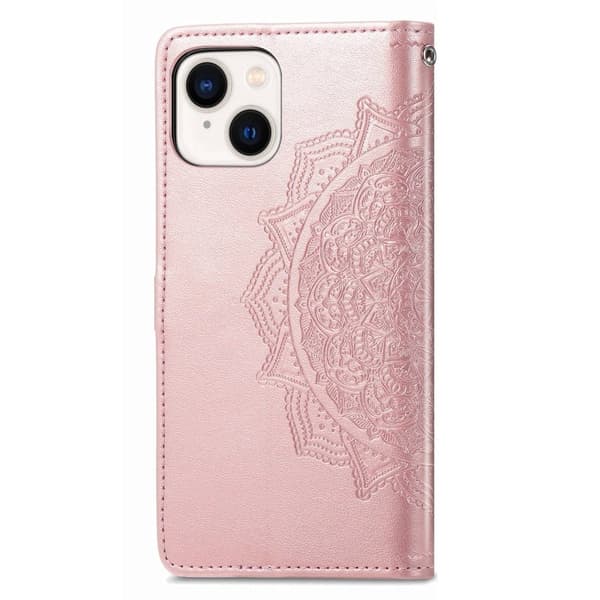 Mandala iPhone 14 Plus Läppäkotelo - Ruusukulta Pink