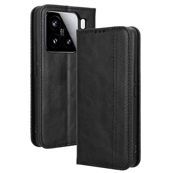 Bofink Vintage Xiaomi 15 læderetui - Sort Black