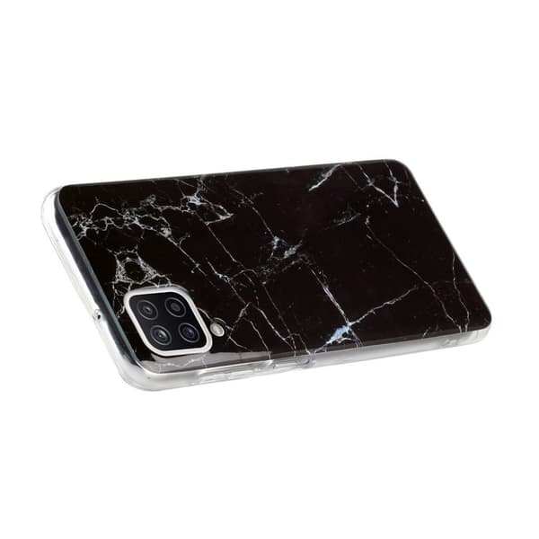 Marble design Samsung Galaxy A12 5G kotelot - Musta Marmori Black