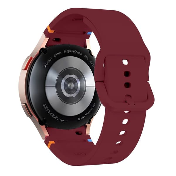 Samsung Galaxy Watch 20mm Stitching Line Decor Watch Band Replacement Silicone Strap - Wine Red Red