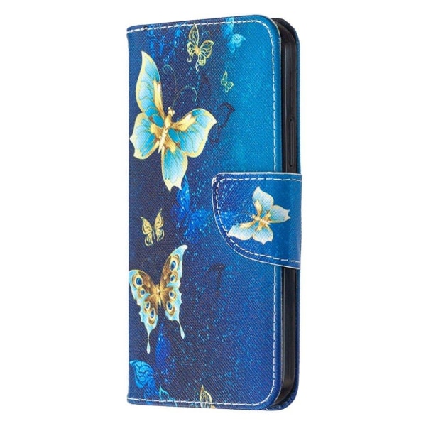 Wonderland iPhone 12 Pro / iPhone 12 flip kuoret - Sininen Perhonen Blue