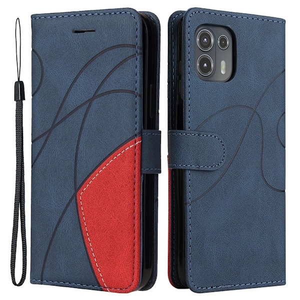 Tekstureret Læder Etui med Strop TilMotorola Edge 20 Lite - Blå Blue
