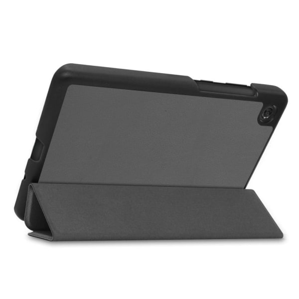 Tri-fold Leather Stand Case for Lenovo Tab M7 (3rd Gen) - Grey Silvergrå