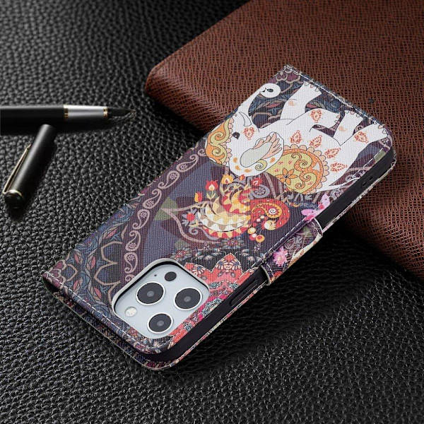 Wonderland iPhone 13 Pro Max flip etui - Blomst Og Elefant Multicolor