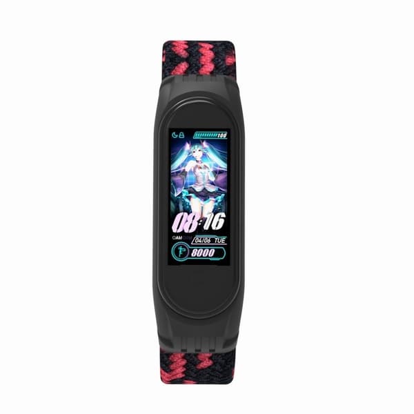 Xiaomi Mi Band 5 / 4 / 3 stylish nylon watch strap - Black / Red / Size: S Svart
