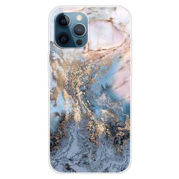 Marble iPhone 15 Plus Suojakotelo - Bluish Kulta Marble Blue