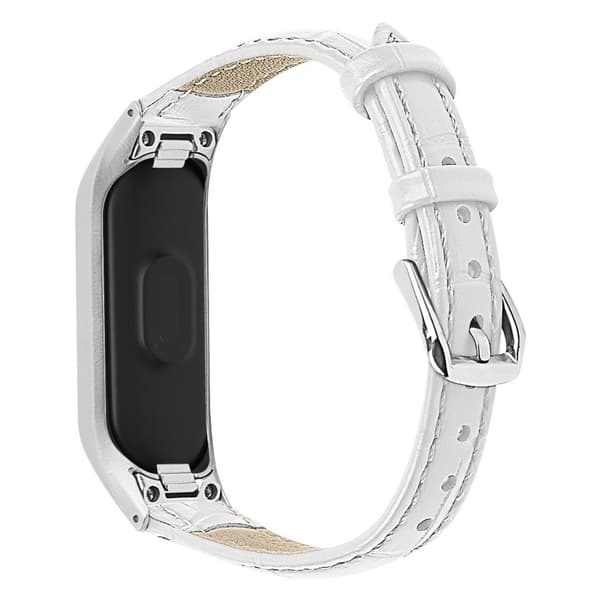 Samsung Galaxy Fit e klockarmband i läder med krokodilstruktur - Vit Vit